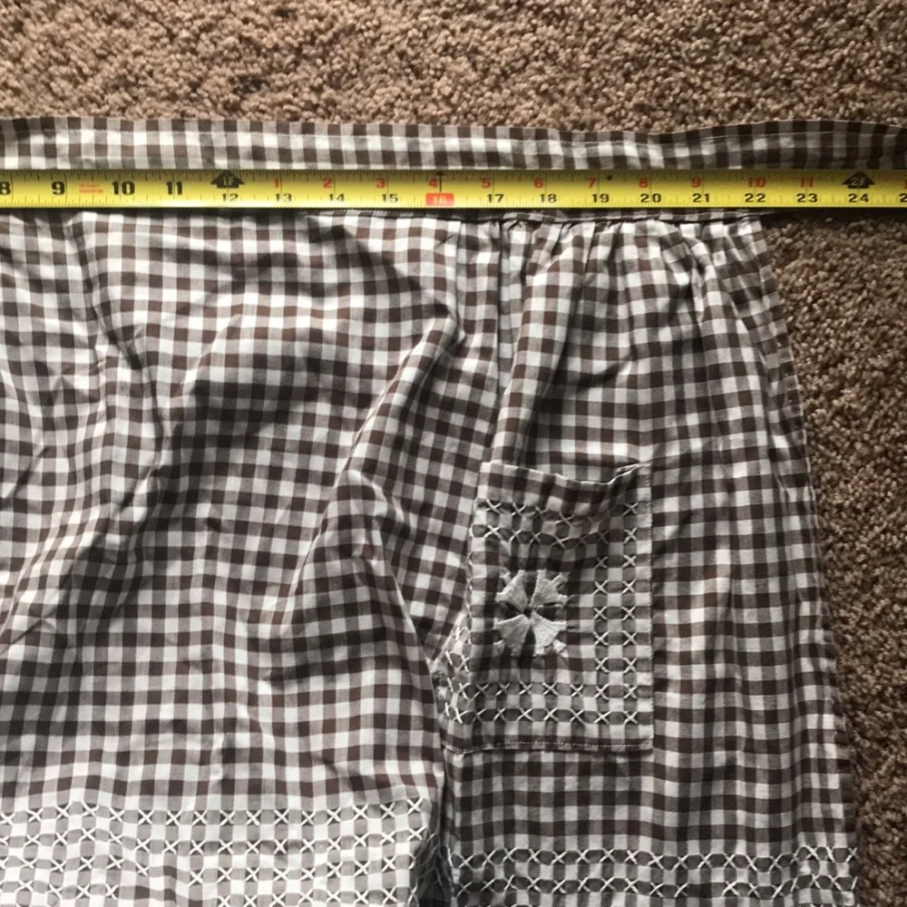 Gingham Brown and White Handmade Embroidered Cross Stitch Half Apron